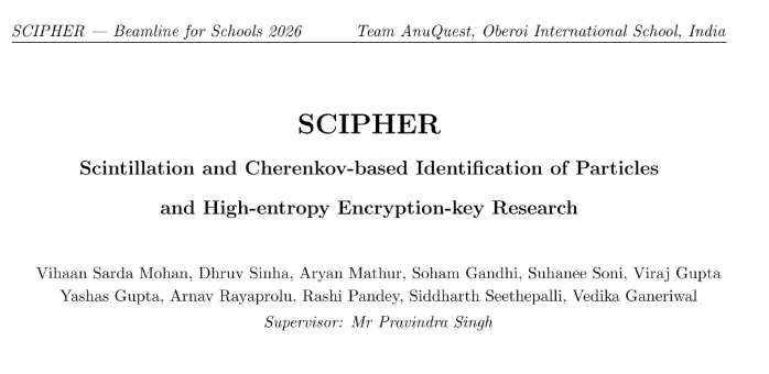 SCIPHER — Scintillation and Cherenkov-based Identification of Particles and High-entropy Encryption-key Research